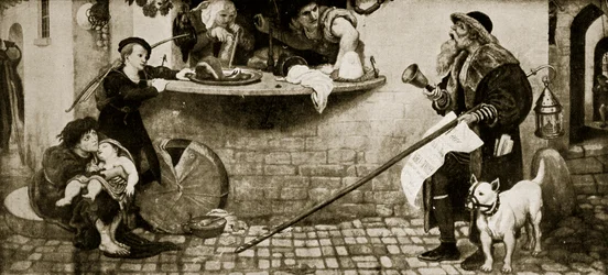 The Proclamation Regarding Weights and Measures, 1556, illustration from 